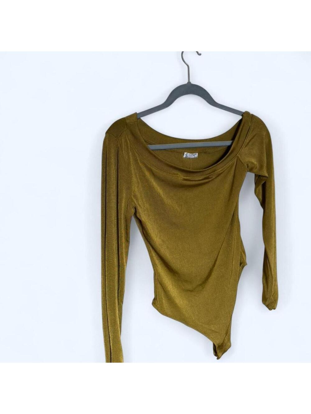 Free people off the shoulder smooth green bodysuit